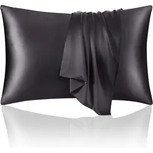Luxurious 30 Momme  Mulberry Silk Pillowcase (50x70cm) - 6A Grade Charmeuse Weave, Oeko-TEX(R) Certified - Frizz-Free Hair & Wrinkle-Free  (Charcoal)