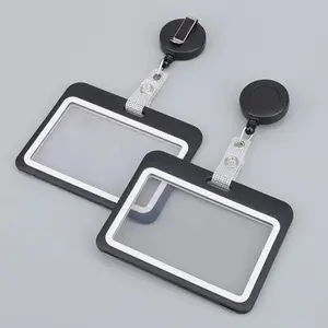 Clear Badge Holder, 1 Count Portable Durable Retractable Badge Holder with Lanyard, Identification Badges & Supplies for Office, School, Office