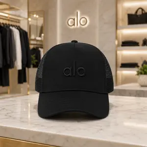 Black Mesh Trucker Hat for Women & Men, Adjustable Curved Brim Baseball Cap, Breathable Snapback Dad Hat for Gym, Running & Everyday Streetwear