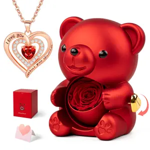 Mother’s Day Gift for Mom – Preserved Rose Bear Jewelry Box, Romantic Surprise Gift for Woman, Mother girlfriend & Daughter, Perfect for Birthday, Anniversary & Special Occasion
