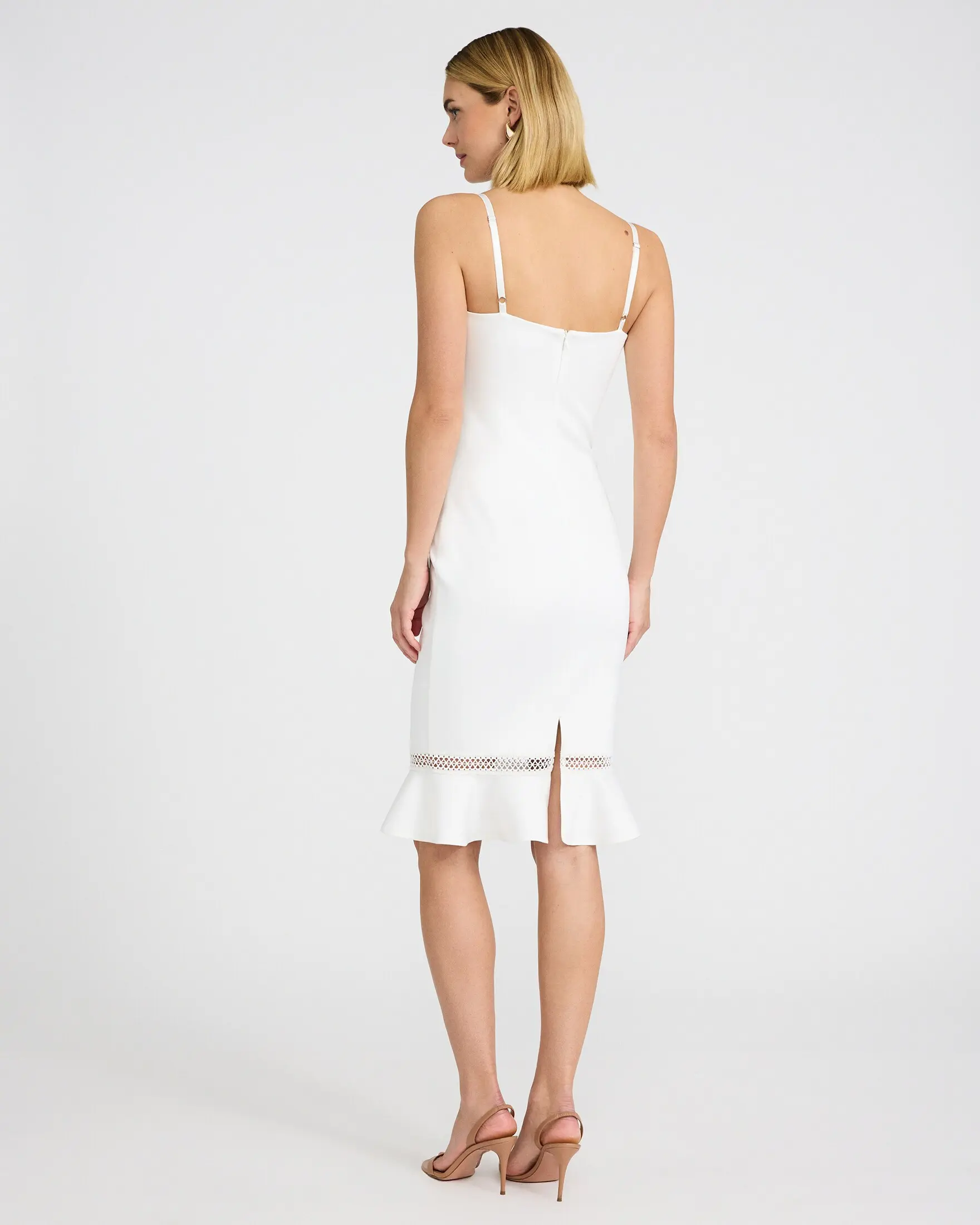 EXPRESS x bebe Scuba Lace Insert V-Neck Midi Sheath Dress - TikTok Shop