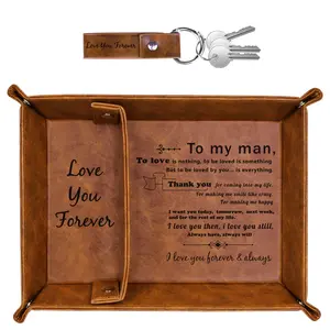 Pu Leather Tray And Keychain  Gifts For Him Boyfriend From Girlfriend Ideas Husband Anniversary Wife Sentimental Birthday