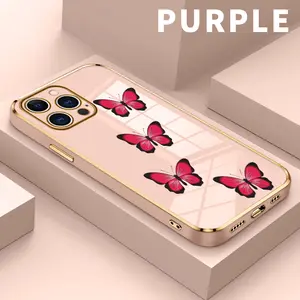 Phone case for iPhone 16 Pro Max 15 Plus 14 13 12 11 XR XS Popular Pretty Butterflies Shockproof Silicone TPU Bumper Drop Protection Soft Cover