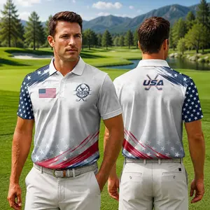 Custom USA Hockey Golf Polo Patriotic American Flag Shirt