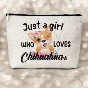 Super cute Chihuahuas Gifts Makeup Bag Just A Girl Who Loves Chihuahuas Cosmetic Bag