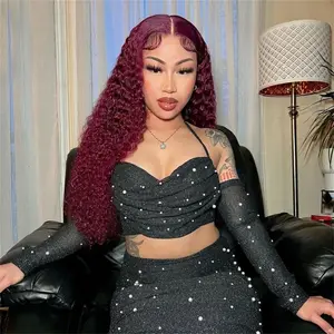 BGMgirl Hair 99J Water Wave 6*4 Wear Go Pre Plucked Pre Cut Glueless Lace Closure Wig Colored Human Hair Wig TikTokShopBlackFriday