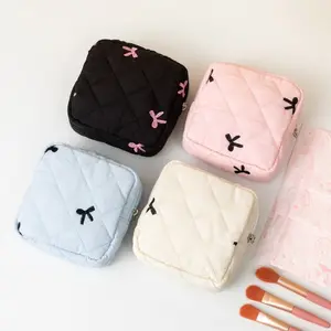 Butterfly Knot Women's Storage Bag - Sanitary Napkin Portable Storage Pouch, Butterfly Knot Pattern Design with Zipper Closure, Suitable for Coins and Lipsticks and Other Cosmetics, Handheld Cosmetic Pouch