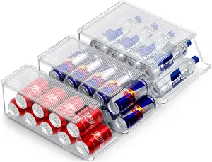 Sorbus Soda Can Organizer for Refrigerator with Lids, Standard Soda Cans Holder, Skinny Can Dispenser & Water Bottle Organizer, Racks Drink