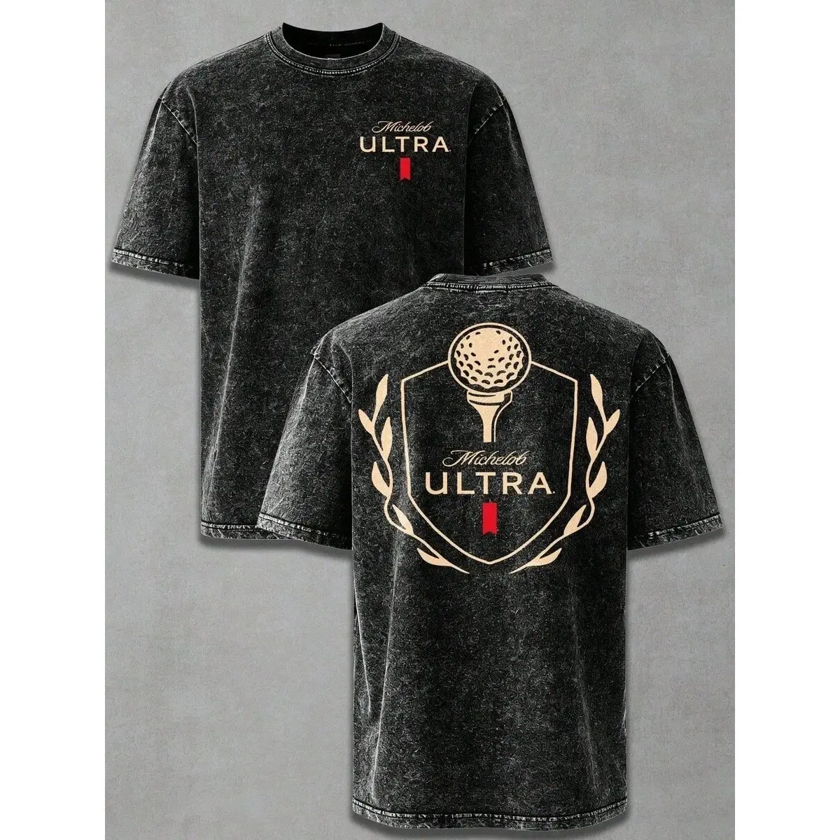 2026 New Arrival Menswear Top - Michelob Ultra Golf Ball Wash Cotton Vintage Distressed Oversized Graphic Men's Short-Sleeve Loose-Fit 100% Cotton T-Shirt, Retro Sports Streetwear Casual Golf Beer Aesthetic Baggy Pullover Gift