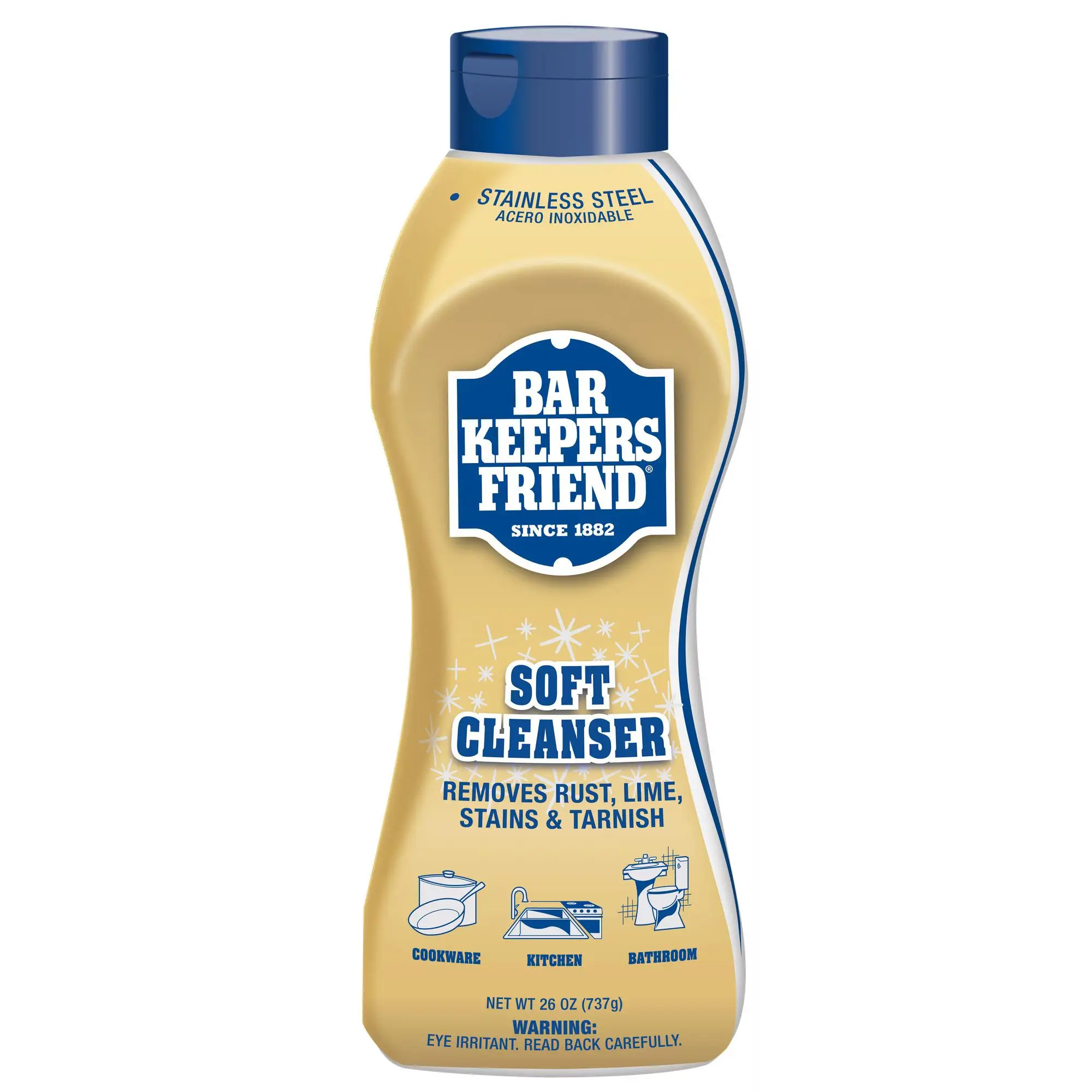 Bar Keepers Friend Citrus Lemon All-Purpose Non-Paste Cleaner, 26oz Squeeze Bottle, Stainless Steel Antibacterial Non-Bleach Liquid Household Cleaner, Rust-Lime Stain & Tarnish Remover for Kitchen, Bathroom, Lemon All-Purpose Cleaners