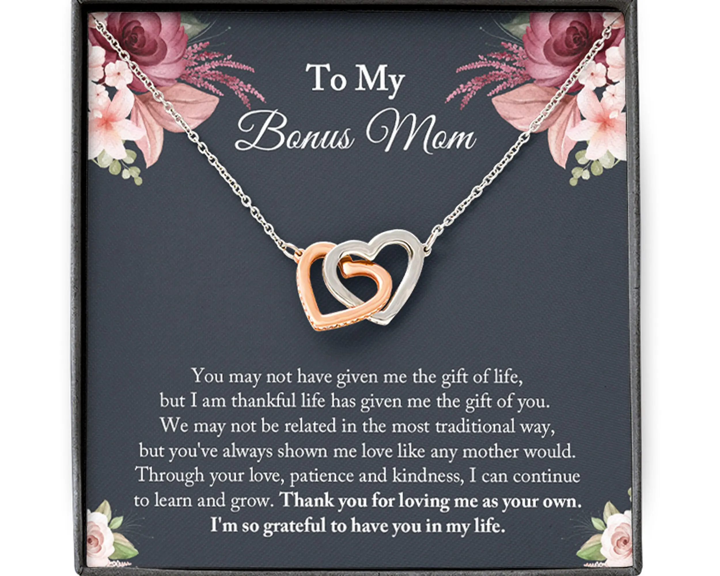 Personalized Bonus Mom Gift for Stepmom, Step Mother Gift for Stepmom Necklace, Stepmom Wedding Gift from Bride, Christmas Gifts, Mother's day Gift
