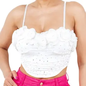 Floral and rhinestones tank top