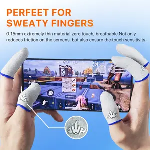 12 Pcs Gaming Finger Cuffs with Storage Box, Ultra-Thin 0.15mm, High-Density Weave, Silver Fiber, Sweat-Proof, Anti-Fingerprint, Durable