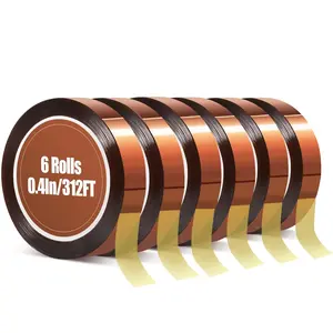 High Temperature Heat Resistant Polyimide Heat Tape for Sublimation, 6 Rolls 10mm*16m(52FT) for Sublimation Press Vinyl, Soldering, Electronics, No Residue