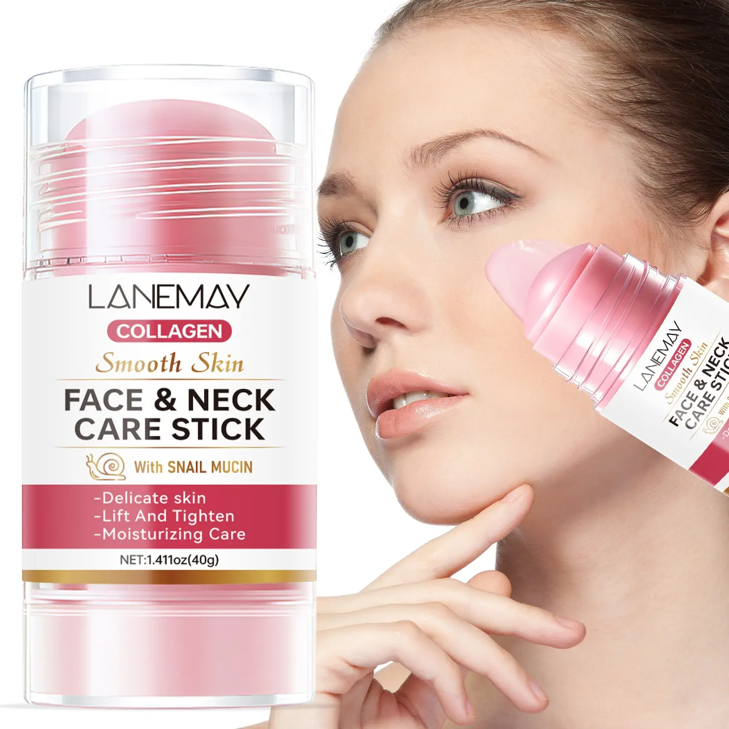 40g Collagen Face & Neck Care Stick - Snail Mucin & Aloe Vera Formula-Lift Tighten & Moisturize - All Skin Types Portable Skincare Moisturizing Moisturizer Hydrating Moisture Neck Firming Stick Beauty Products