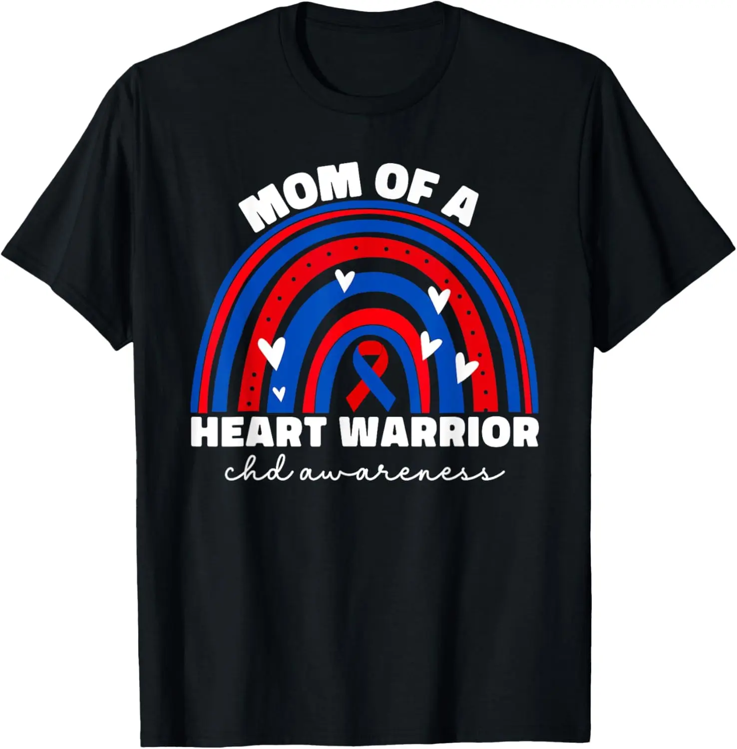 Mom of a Warrior CHD Congenital Heart Defect Awareness Month Summer Casual Shortsleeve Cotton T-Shirt