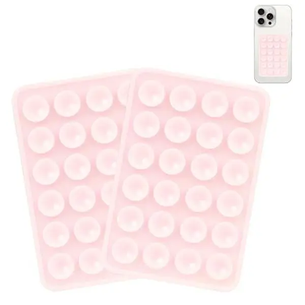 2PCS Silicone Stable Phone Holders - Non-Slip Sticky Adhesive Mobile Mount with Single-Sided Suction Cup, Grip Pad & Expandable Cellphone Accessory for Selfies, Videos