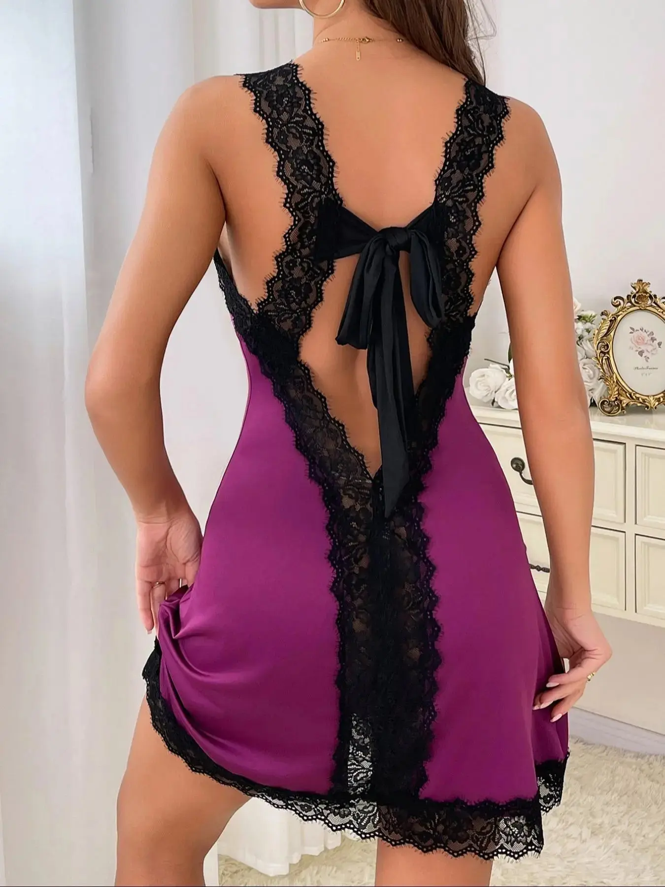 Women's Sexy Elegant Strapless Nightdress, Adjustable Thin Straps, Back Split, Suitable for Sports, Dates, Parties