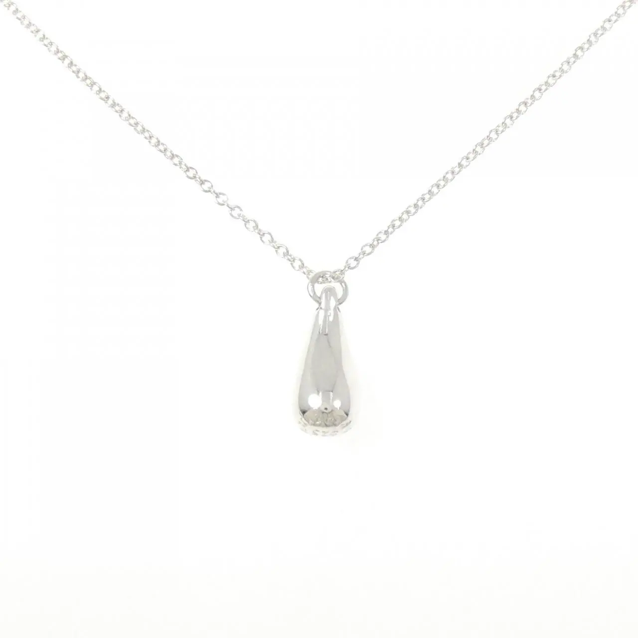Pre-owned Tiffany & Co. Sterling Silver 925 (Ag925) Small Leather Goods Teardrop 925 Silver Necklace