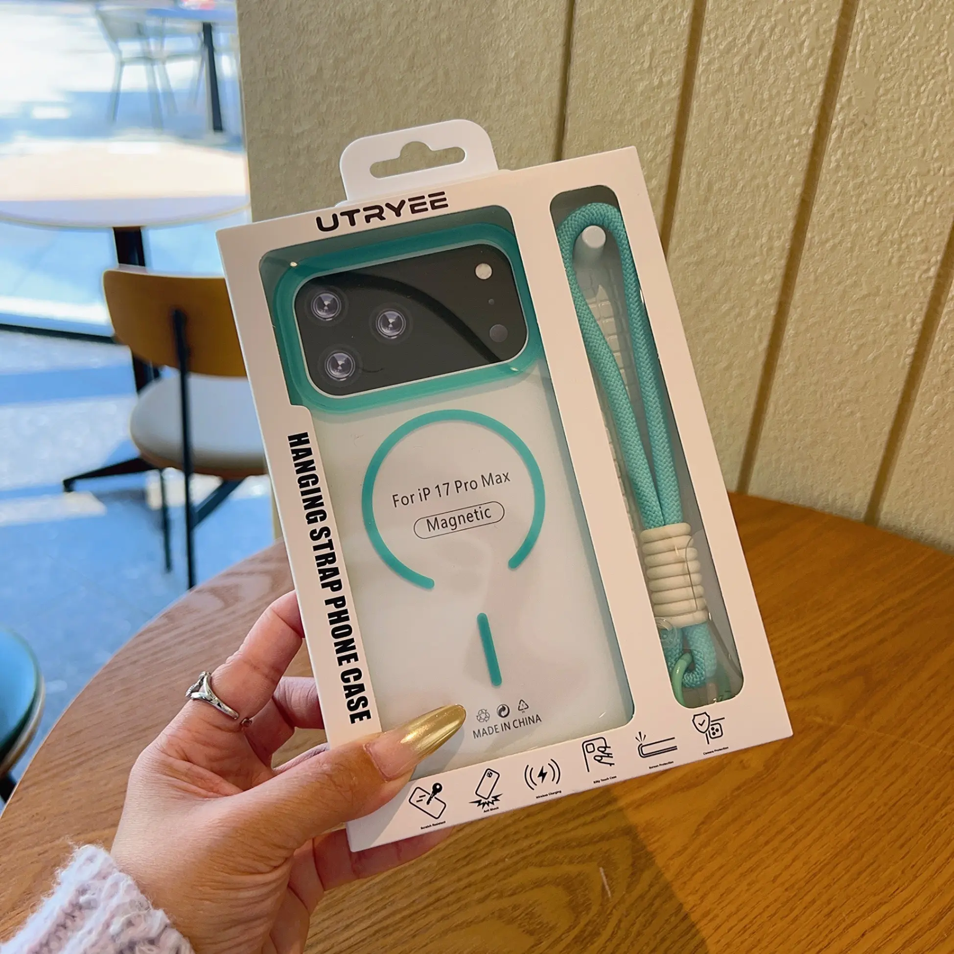 Green with lanyard and packaging