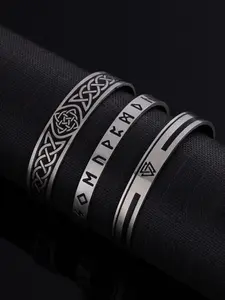 Men's Vintage Trend Titanium Steel Bracelet, Viking Odin Symbol Stainless Steel Open Bangle, Cool and Tough Personalized Jewelry