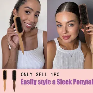 Bristle Hair Brush For Sleek Back Bun, Edge Control, Flyaways, And Voluminous Styles - Includes Rat Tail Pick For Parting And Teasing Hair. Mother's Day Gifts, Gifts for Mom, Hair Care Tool