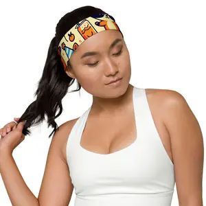 RR - Orange - Headband Soft Stretchy Polyester Spandex Moisture Wicking Workout Fashionable Style