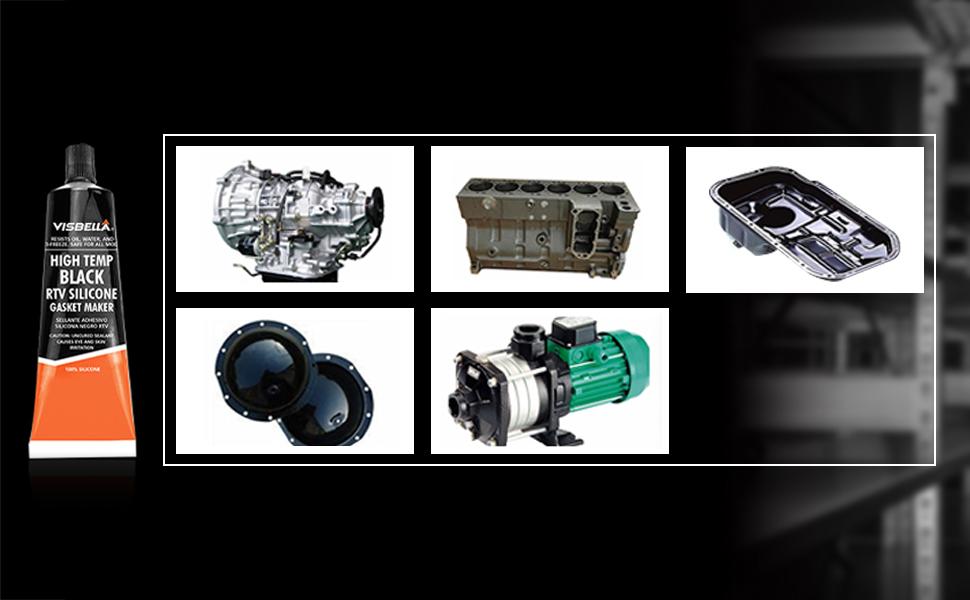 Visbella Gasket Maker Oil Resistant Sensor Safe Neutral RTV Silicone Sealant Non-Corrosive High Flexibility Ideal for Domestic & Older Vehicles 3.5OZ (Black)