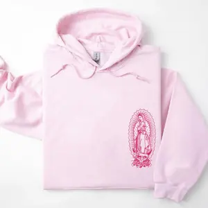 Virgen de Guadalupe Hoodie, Trendy Hoodie, Unisex Classic Cotton Fabric Printed  Womenswear Menswear