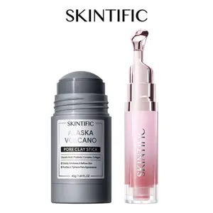 [Hot Combo]SKINTIFIC Purify & Brighten Face & Lip Care Combo - Alaska Volcano Pore Clay Stick + Peptide Brightening Lip Serum - Pore Detox Oil Control Dark Lip Corrector