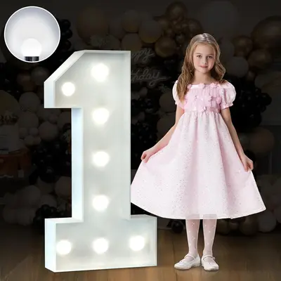 Déco Chiffre Lumineux 50 Ans – Guirlande Chiffre 50 – 39,37 Pouces – Blanc – Neuf Sous Emballage