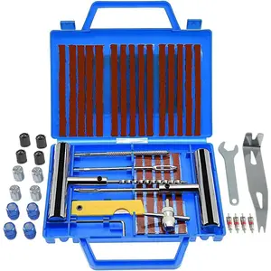 46pcs Heavy Duty Tire Repair Plug Kit with Universal Tire Patch Kit to Plug Flats for Car Motorcycle Truck Tractor Trailer RV ATV