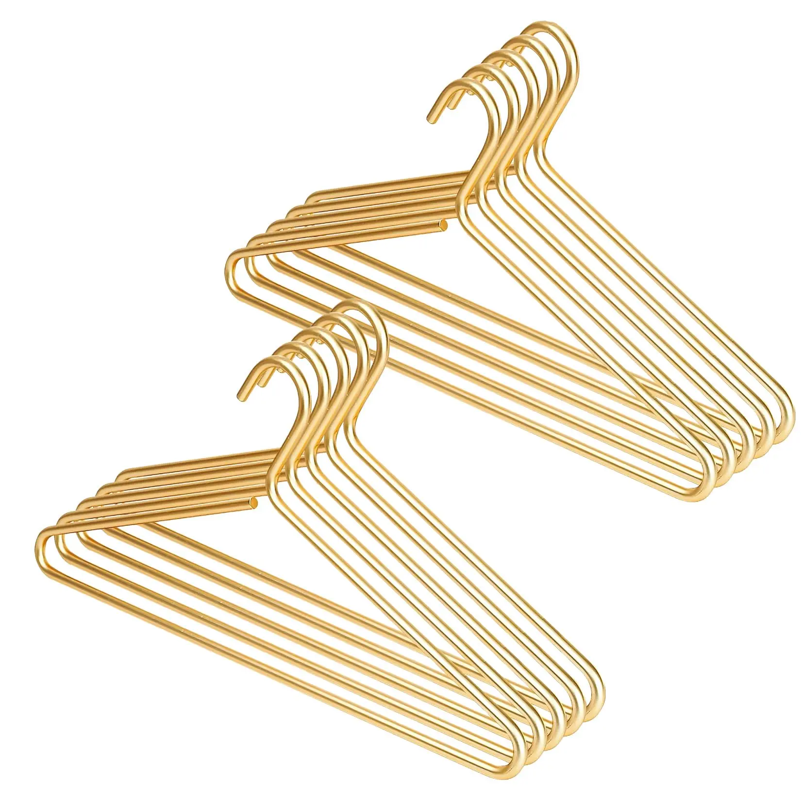 10-Pack Gold Premium Clothes Hangers, 16.5" x 8.2" High Gloss Metal Finish, Curved Shape for Easy Hanging, Aluminum Alloy, Space Saving for Closet & Wardrobe – Bulk Storage