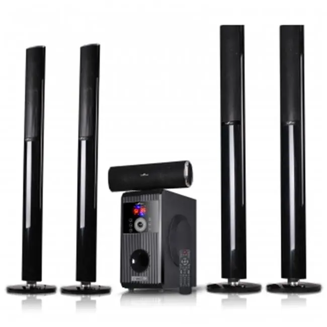 212 MAIN 5.1 Channel Surround Sound Tower Desktop Speakers - Cable-Free Home Audio Music Setup with Bluetooth Connectivity, USB Compatible Port, Remote Control, SD Card Slot, Digital FM Radio, 40hz-20khz Frequency Response, Tower Speakers