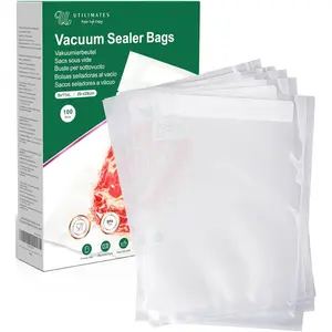 Vacuum Sealer Bags for Food, 8x11 Inch, BPA Free Heavy Duty Precut Vacuum Seal Bags for Food Saver, Freezer, Sous Vide, Meal Prep, with Preprinted Labeling Area, 100 Count