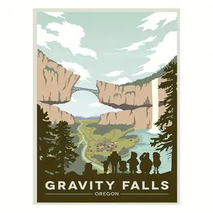 One Unfried Canvas Gravity Falls National Park Canvas Art Poster, 1pc High Quality Unfried Wall Decoration, Suitable for Living Room, Bedroom, Office - Durable Soft Canvas Material - Ideal Gift, Home Decoration - 12x16 Inches, Perfect for Room Decor