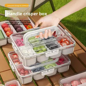 Fresh-keeping box, kitchen seasoning, sealed jar, large-capacity portable multi-grid spice storage box, seasoning box, refrigerator