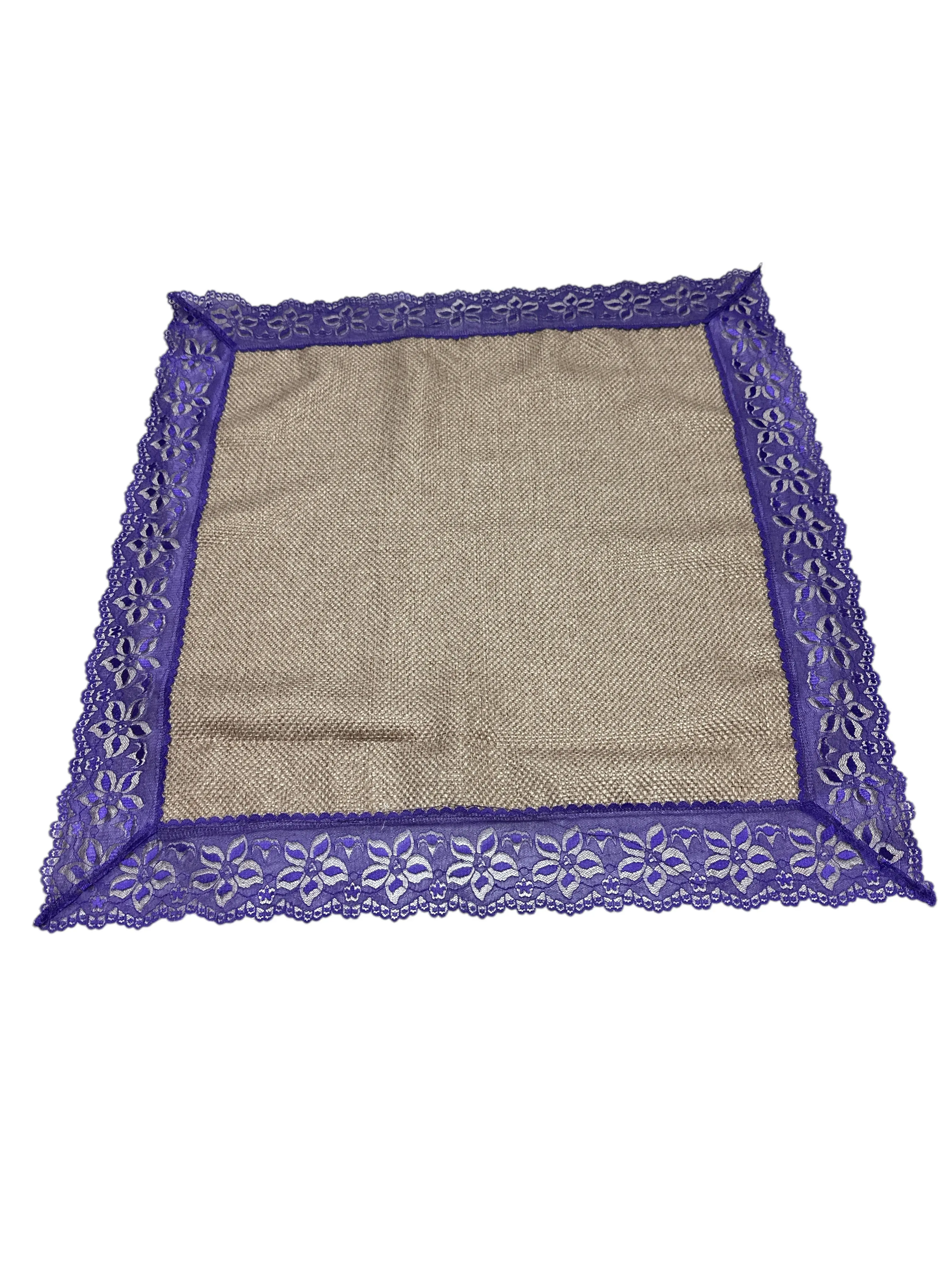 Sackcloth with Purple Lace 36" x 36"