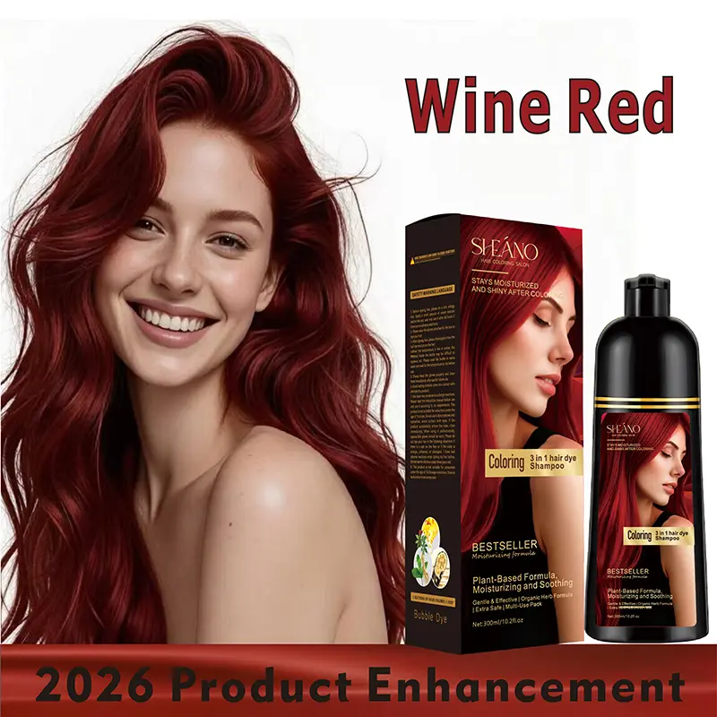 2026 Upgraded 3-in-1 Herbal Hair Dye Shampoo, plant-based formula, suitable for both men and women, effectively covers gray hair with long-lasting color, nourishes the scalp. Shades: Burgundy, Black, Golden Brown, Chestnut Brown.