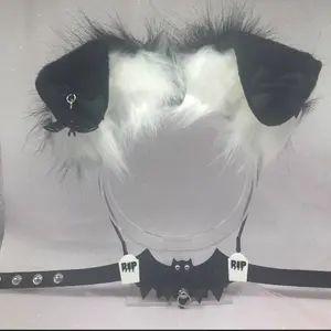 White Black bat cosplay ear and necklace  Halloween costume