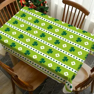 St Patrick's Day Tablecloth Clover Flower Polka Dot Print, Perfect for Picnic Camping Wedding Birthday Party Restaurant Buffet Picnic Table Cover