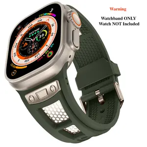 Dewell TPU+Metal Breathable Rugged Smart Watch Strap (Band Only) - Wearable Tech Accessories for Men, Compatible with 49mm Ultra 2, 45mm/44mm/42mm Series 9/8/SE2/7/6/SE/5/4/3/2/1, Sport Replacement, Manufacturer Warranty, Black Men's Accessories