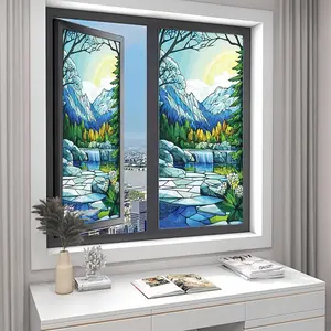Landscape Pattern Static Cling Window Sticker, Privacy Window Film, Privacy Protection Decorative Window Decoration for Home and Office Use, Home Decor Supplies, Ornaments