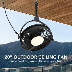 20" Outdoor Ceiling Fan with Light  Remote/APP Control, Waterproof Gazebo Hanging Fan with 3CCT Dimmable,Outdoor Plug in Caged Ceiling Fan for Patios Porch Pergola,Canopy Kitchen Bedroom