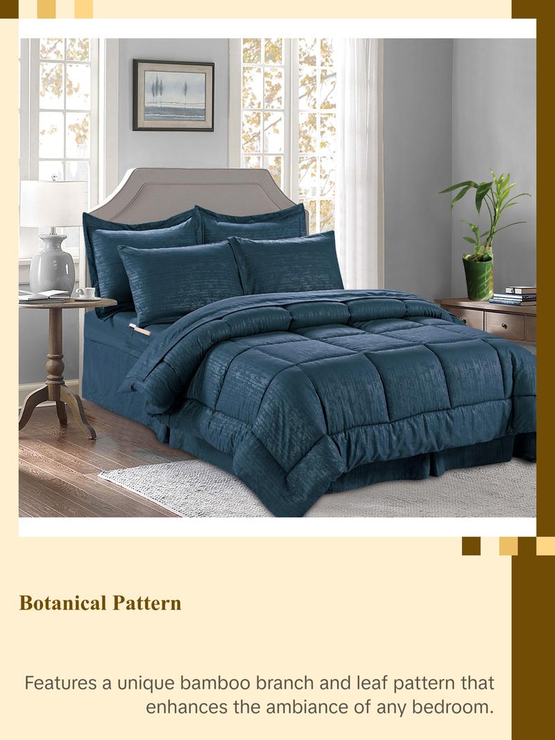 Elegant Comfort 8-Piece Bamboo Floral Comforter Set - Botanical Pattern with 4-Piece Sheet Set and Double-Sided Storage Pockets Elegant Comfort 8-Piece Bamboo Floral Comforter Set - Botanical Pattern with 4-Piece Sheet Set and Double-Sided Storage Pockets