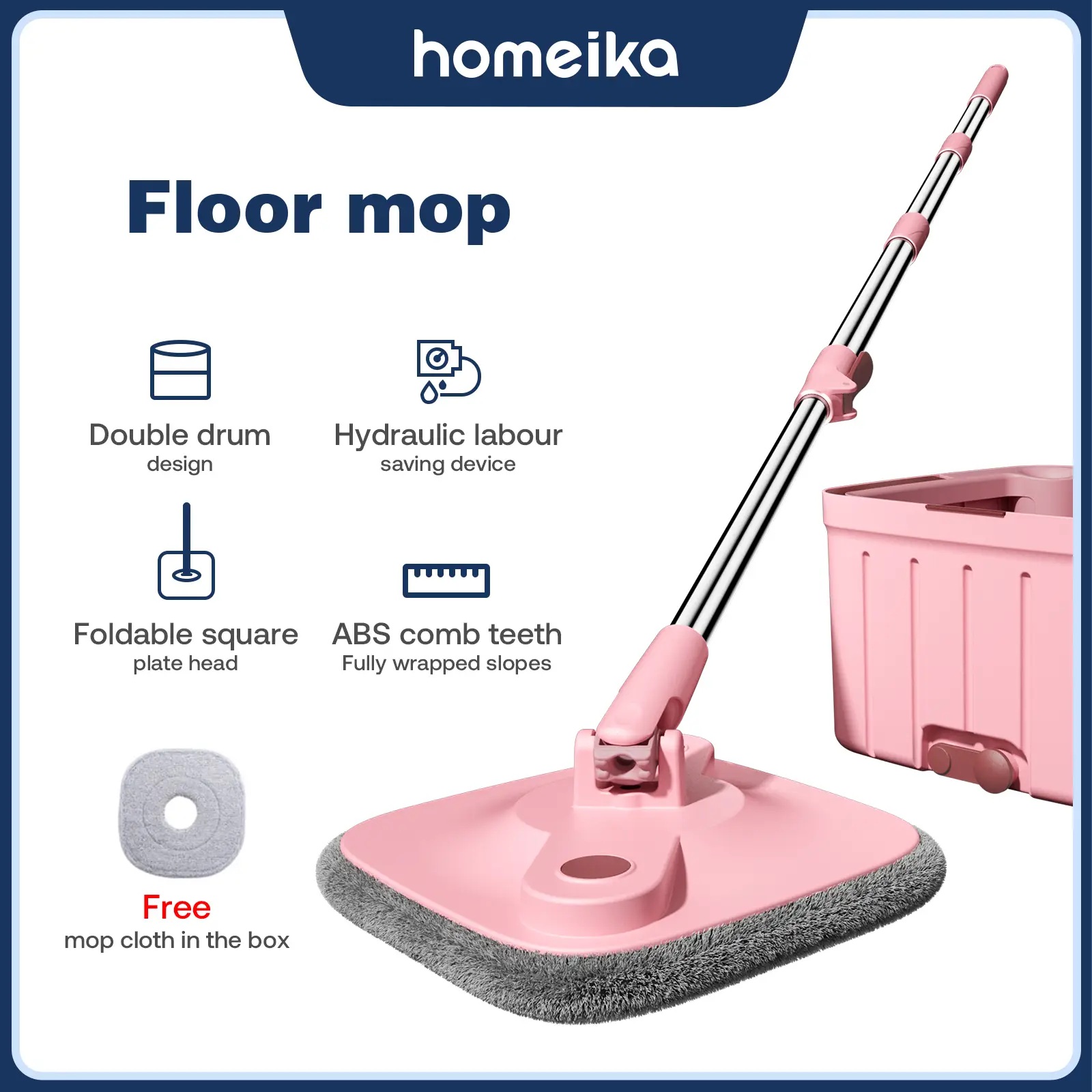 Homeika Self Wash Spin Mop Spinner Flat 360 Rotating Cleaner With Turbo Flushing Bucket