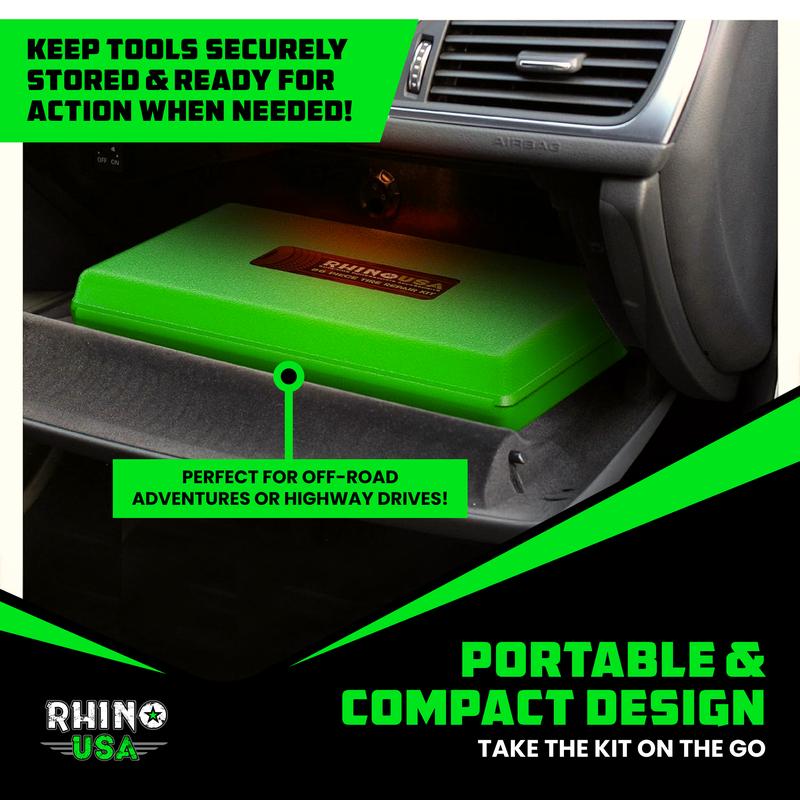 Rhino USA Tire Repair Kit (86-Piece) Professional Heavy Duty Tire Plug Kit to Fix Punctures & Patch Flats with Ease - Ultimate Tubeless Tire Repair Tools for Car, Motorcycle, ATV, UTV, RV and Trailer