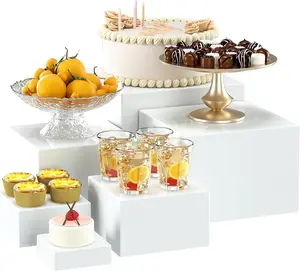 6 Pcs White Boxes for Display as Buffet Risers and Stands, Food Risers for Party, Table, Stands( 6Pcs, White)