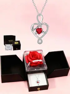 Women's Heart Pendant Necklace Elegant Design Gift Box Mother's Day Valentine's Day Present for Mom Wife