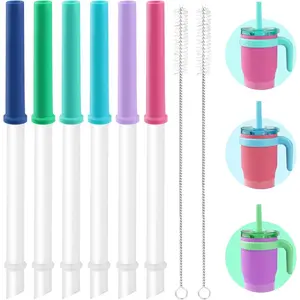 Replacement Straws Set Compatible With Reduce  Coldee 2.0 Tumbler 14 Oz,Spill-Proof Replacement  Top Lid Parts- 6  Valve and Straw,2 Cleaning Brushes(Multicolor)